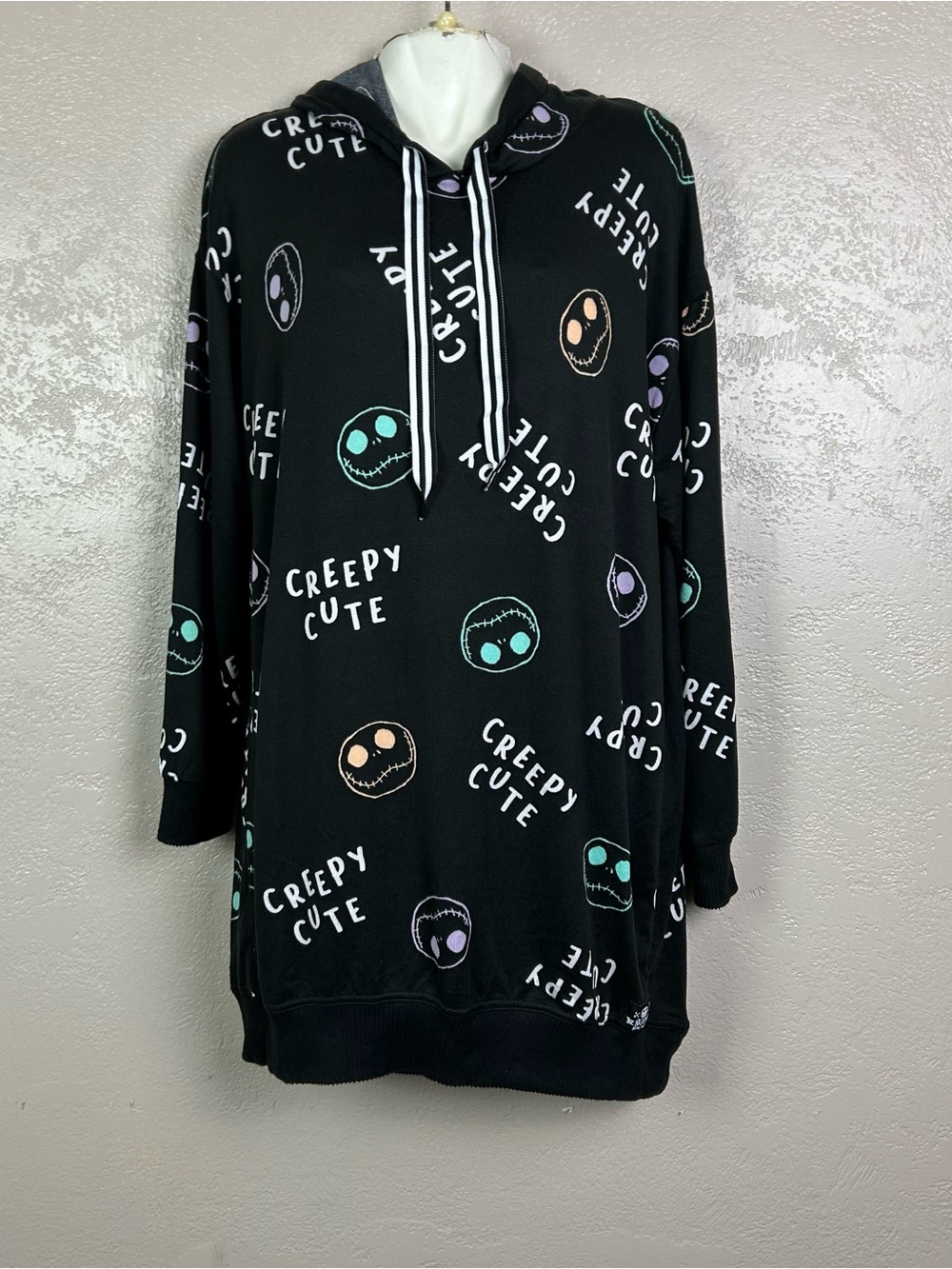 Choose 5 for $30 Disney Black 'Creepy Cute' Hooded Nightshirt with Pastel Faces - Picture 12 of 16